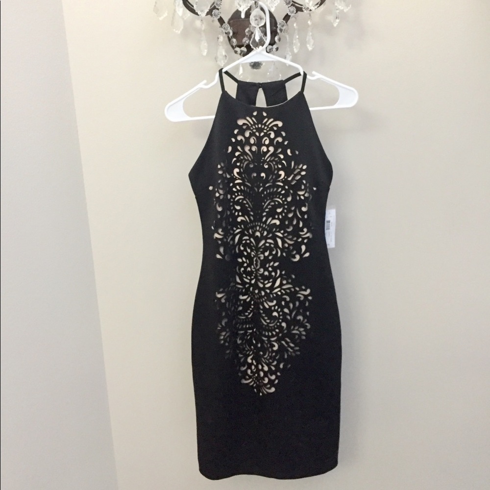 New Black & Nude Cocktail Dress Bisou Bisou